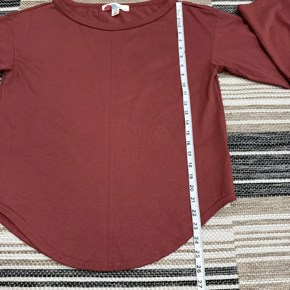 Free People FP Beach Shirt Women's XS‎ Rust Free People Long Sleeve Curve Hem